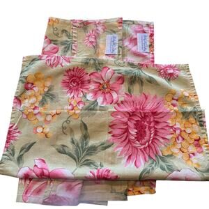 12 April Cornell Cotton Made in India Tropical Floral Palm Print Dinner Napkins